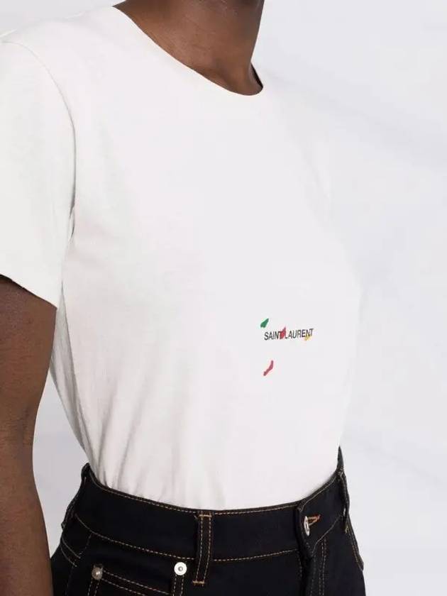 Luxury Saint Laurent Color Print Short Sleeve T-Shirt Grey