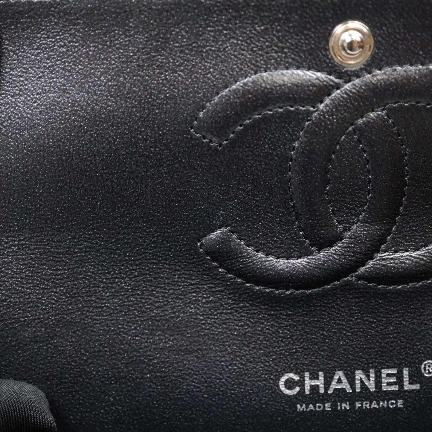 Chanel Classic Chevron M/L Medium Double Flap So Black Patent Calfskin
