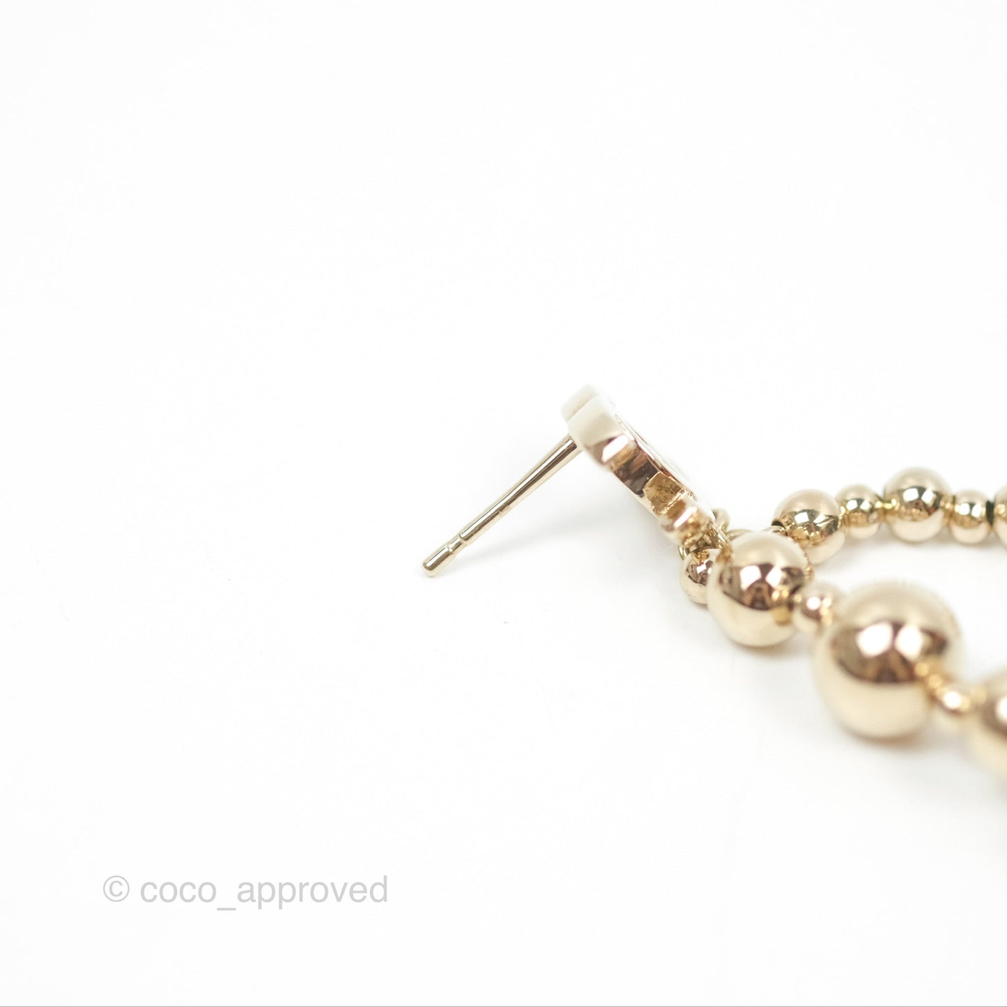 Chanel CC Bead Long Drop Earrings Gold Tone 21S