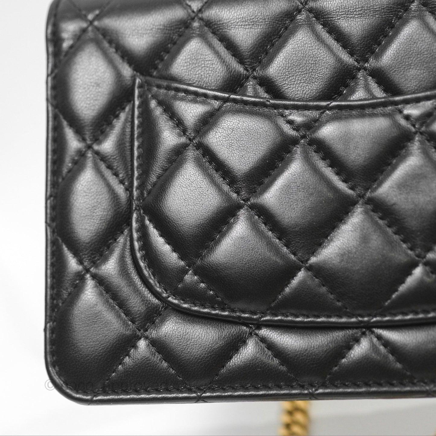 Chanel All Slide Wallet on Chain WOC Adjustable Chain Quilted Black Lambskin 22K
