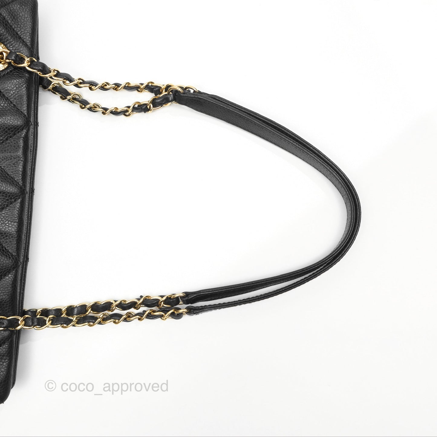 Chanel Quilted Caviar Leather Timeless CC Soft Shopping Tote Bag Black