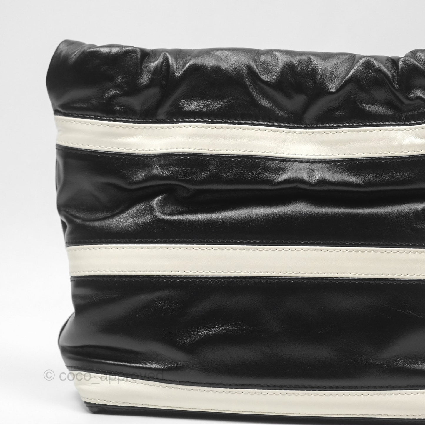 Chanel 22 Mini Bag Striped Black/ White Crumpled Calfskin