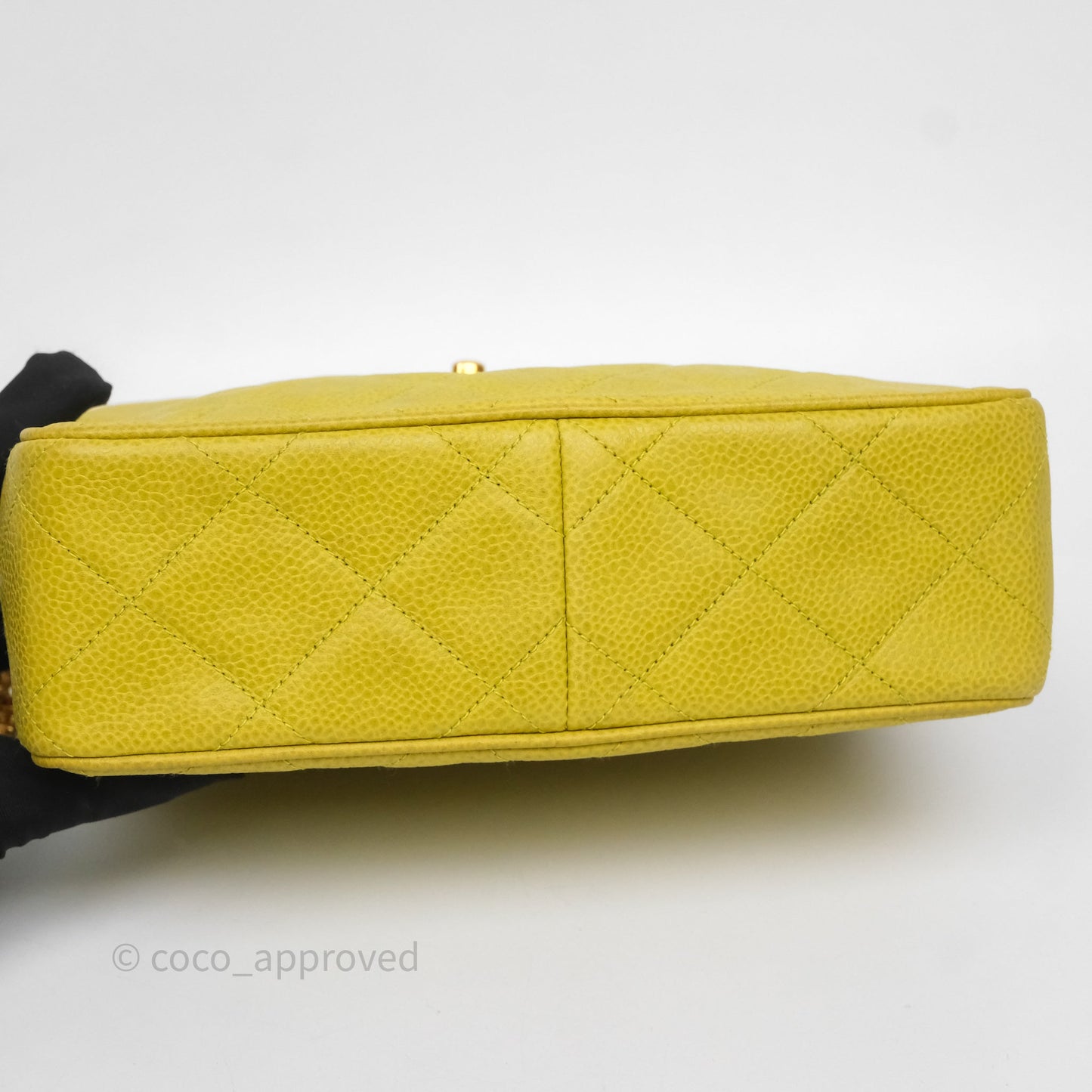 Chanel Vintage Quilted Camera Bag Green Yellow Caviar Gold Hardware