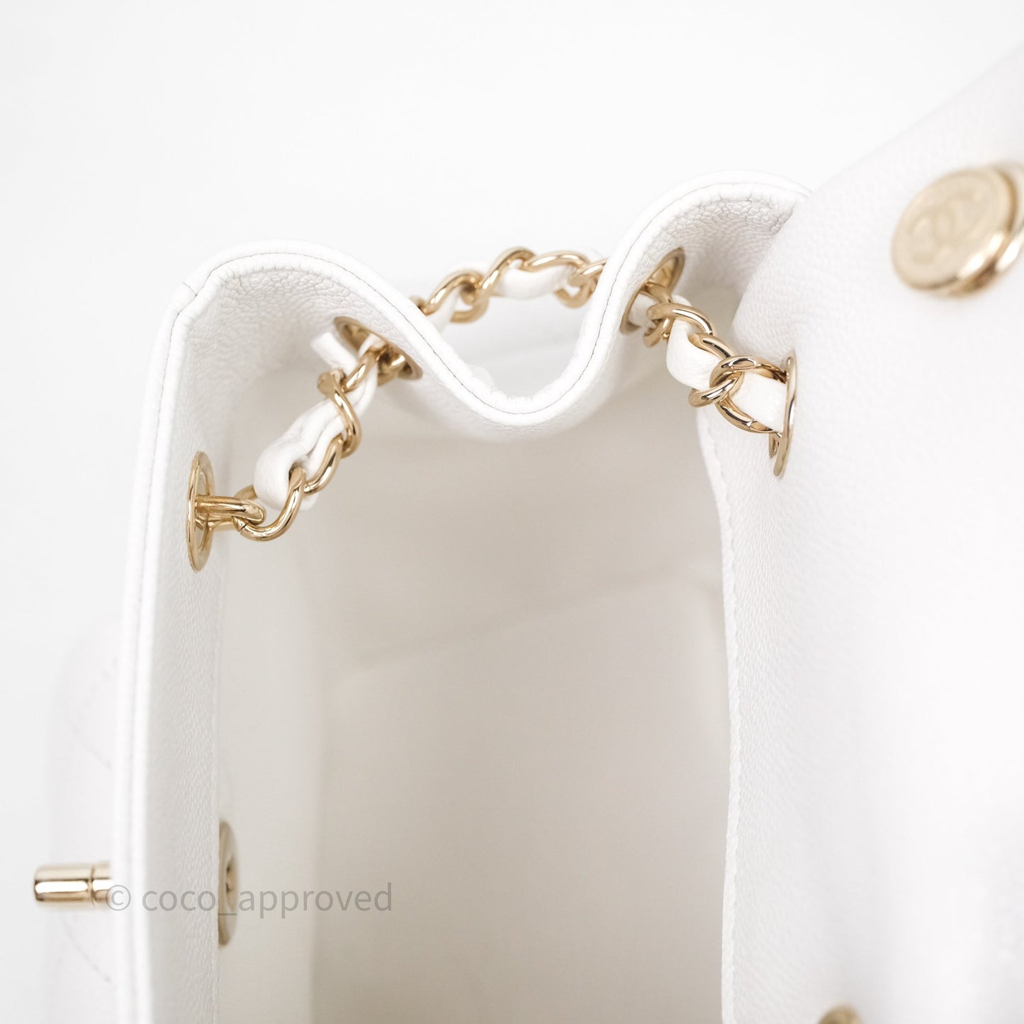 Chanel Small Duma Backpack Caviar White Gold Hardware