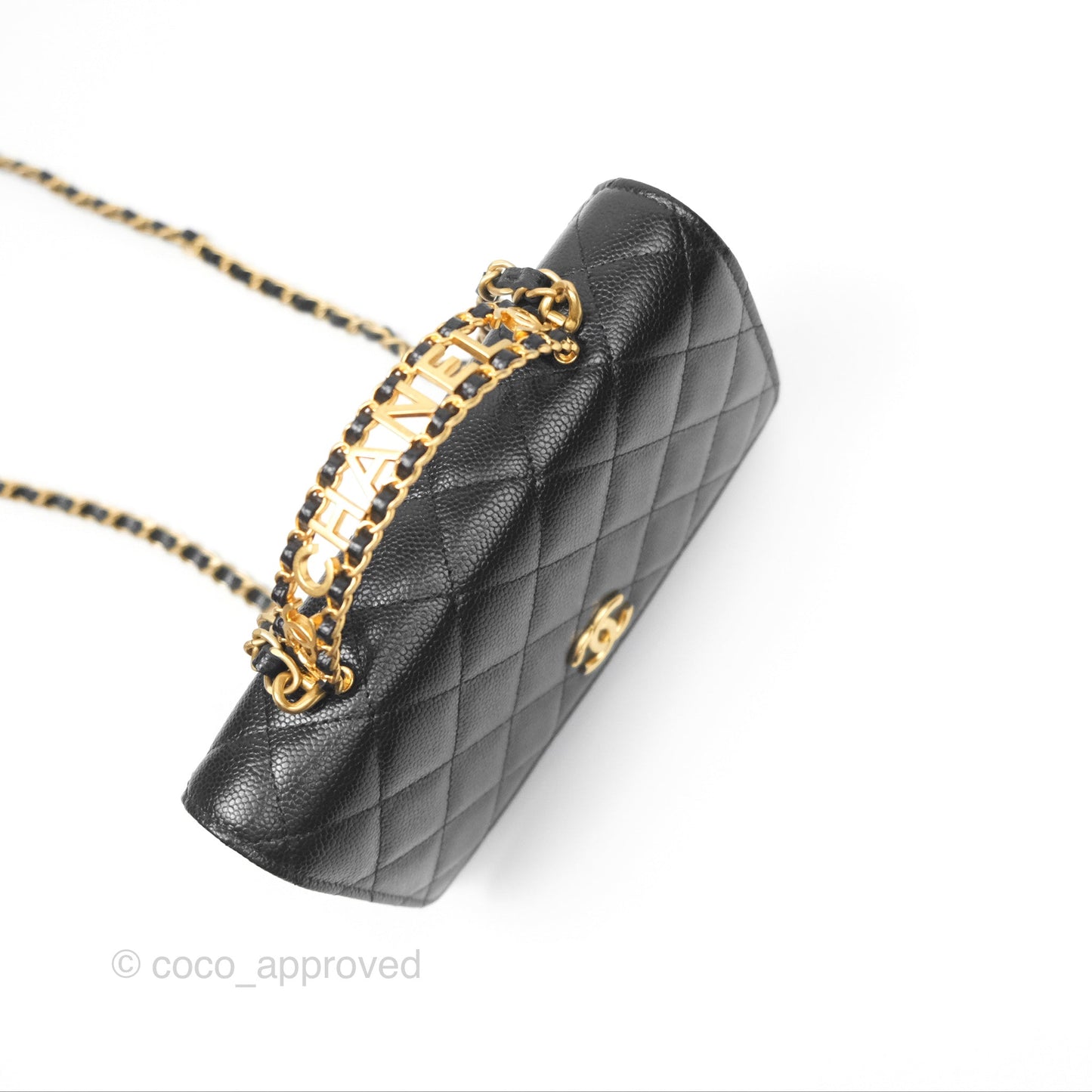 Chanel Top Handle Wallet On Chain WOC Black Caviar Gold Hardware 22S