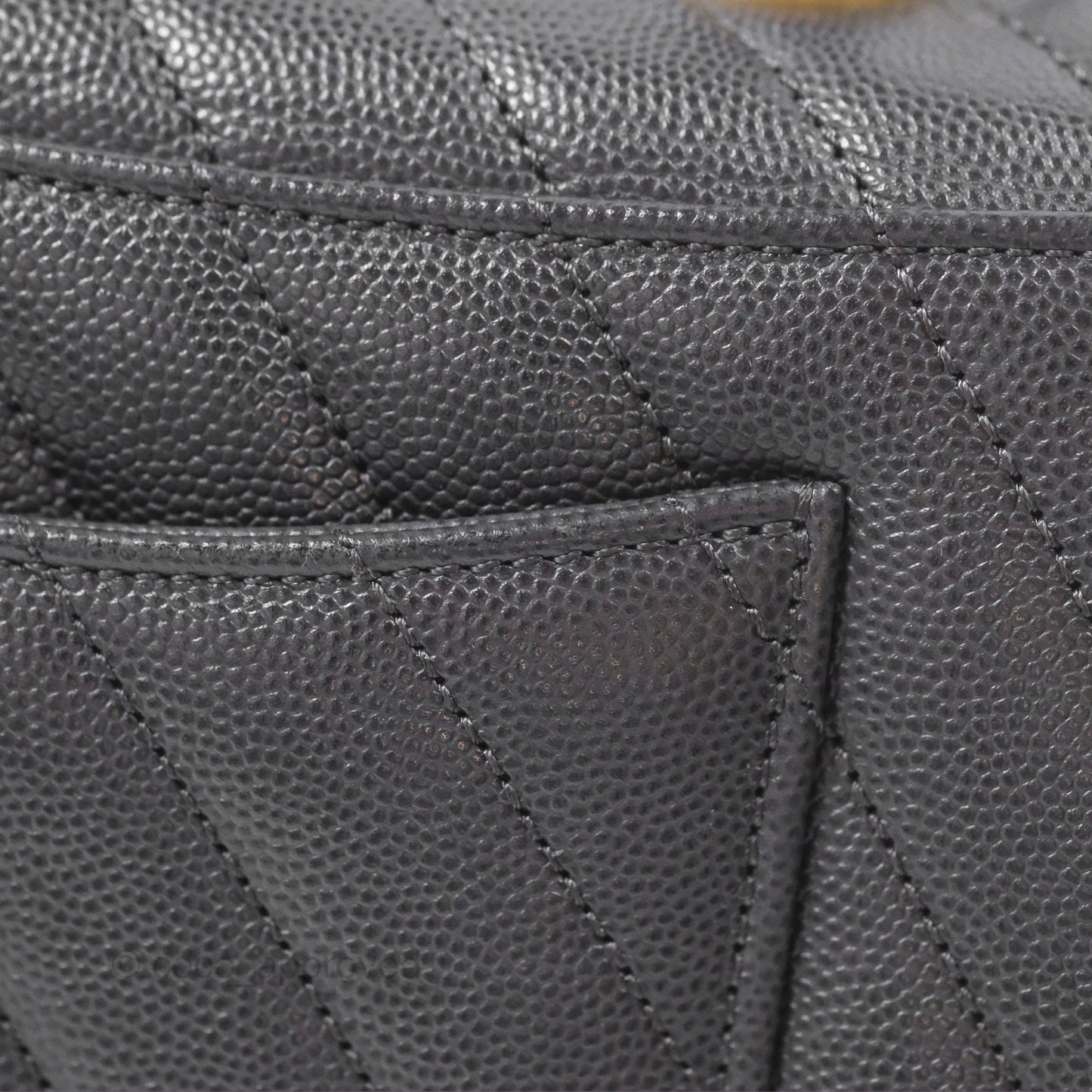 Chanel Small Coco Handle Chevron Dark Grey Caviar Aged Gold Hardware