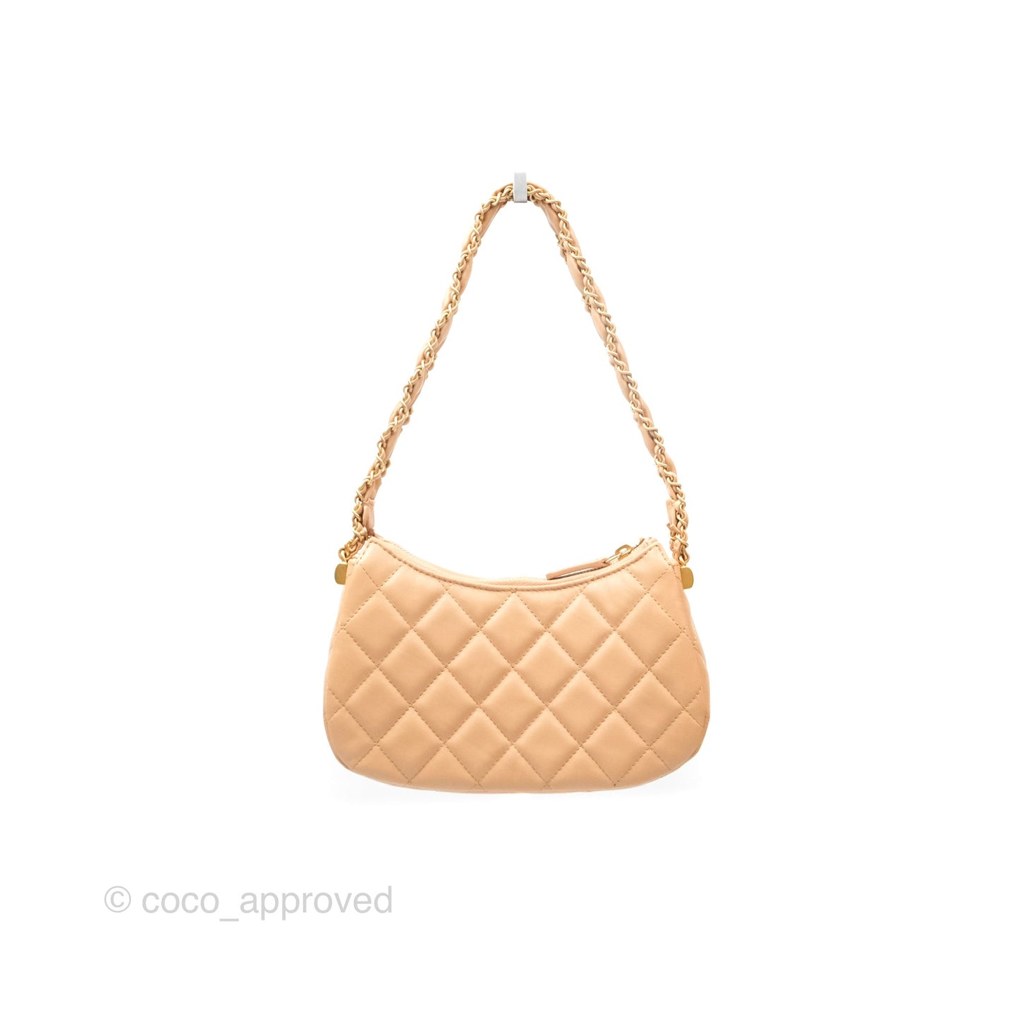 Chanel Small Hobo Bag Beige Aged Calfskin Aged Gold Hardware 23K