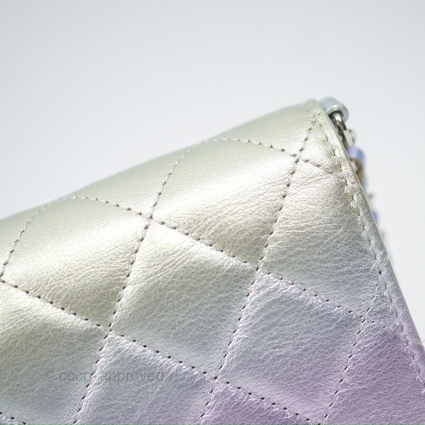 Chanel Classic Quilted Wallet on Chain WOC Iridescent Rainbow Calfskin 21K