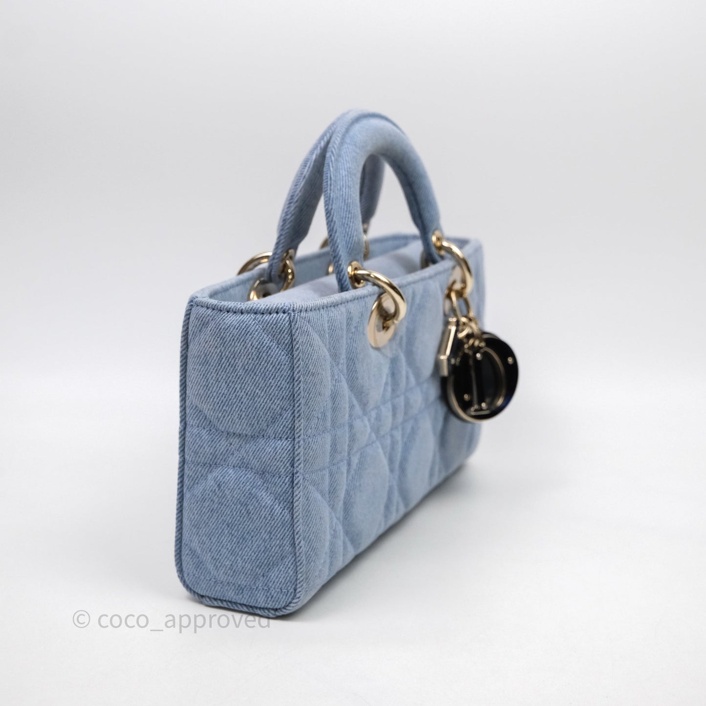 Christian Dior Medium Lady D-Joy Bag Denim Cannage Gold Hardware