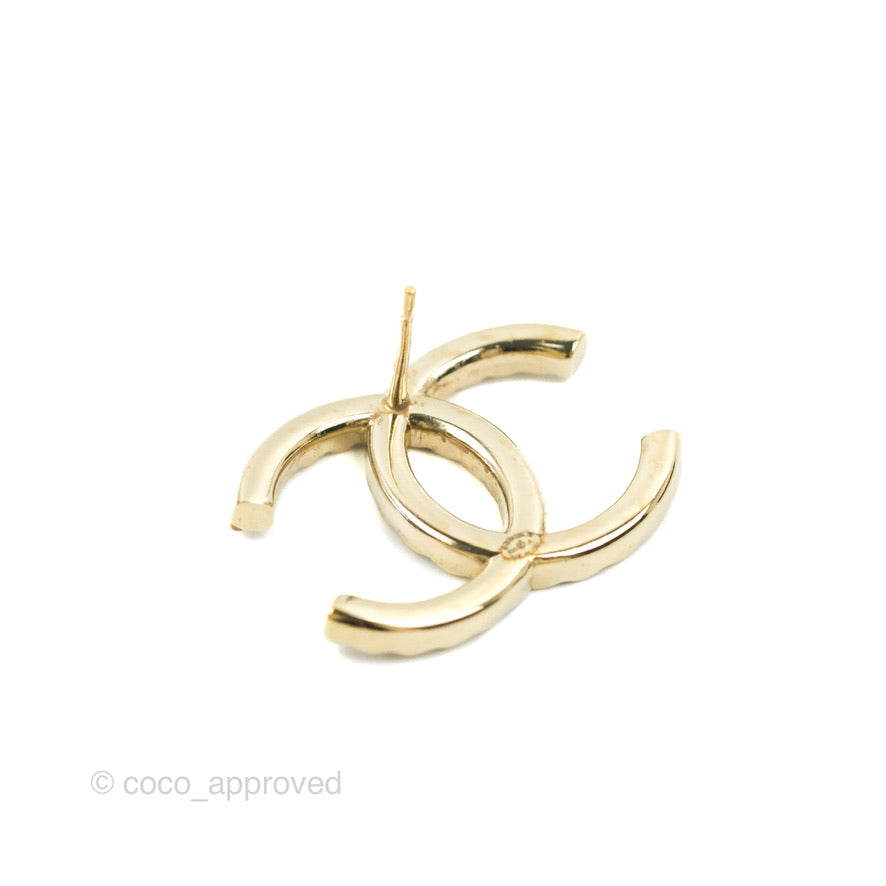 Chanel Crystal CC Earrings Gold Tone 20A