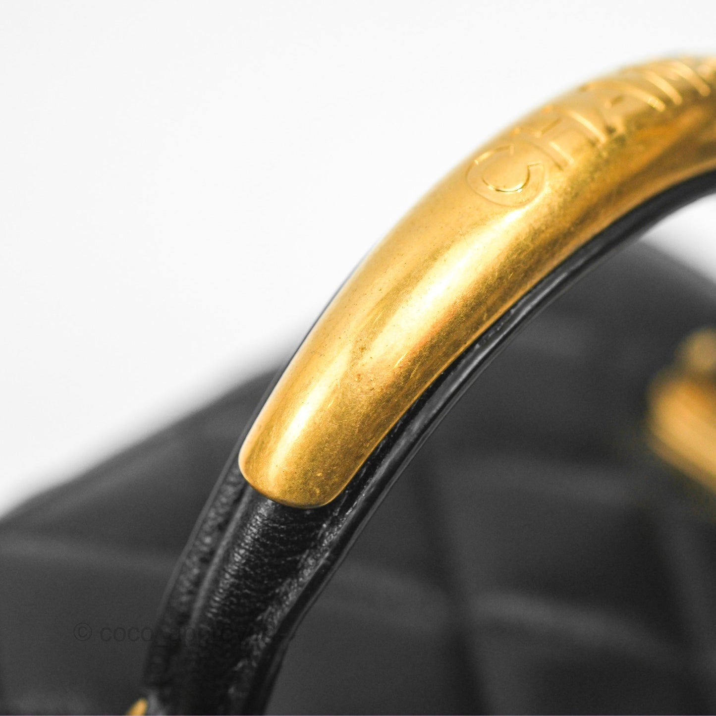 Chanel Vanity Rectangular Metal Top Handle Black Lambskin Aged Gold Hardware 22B