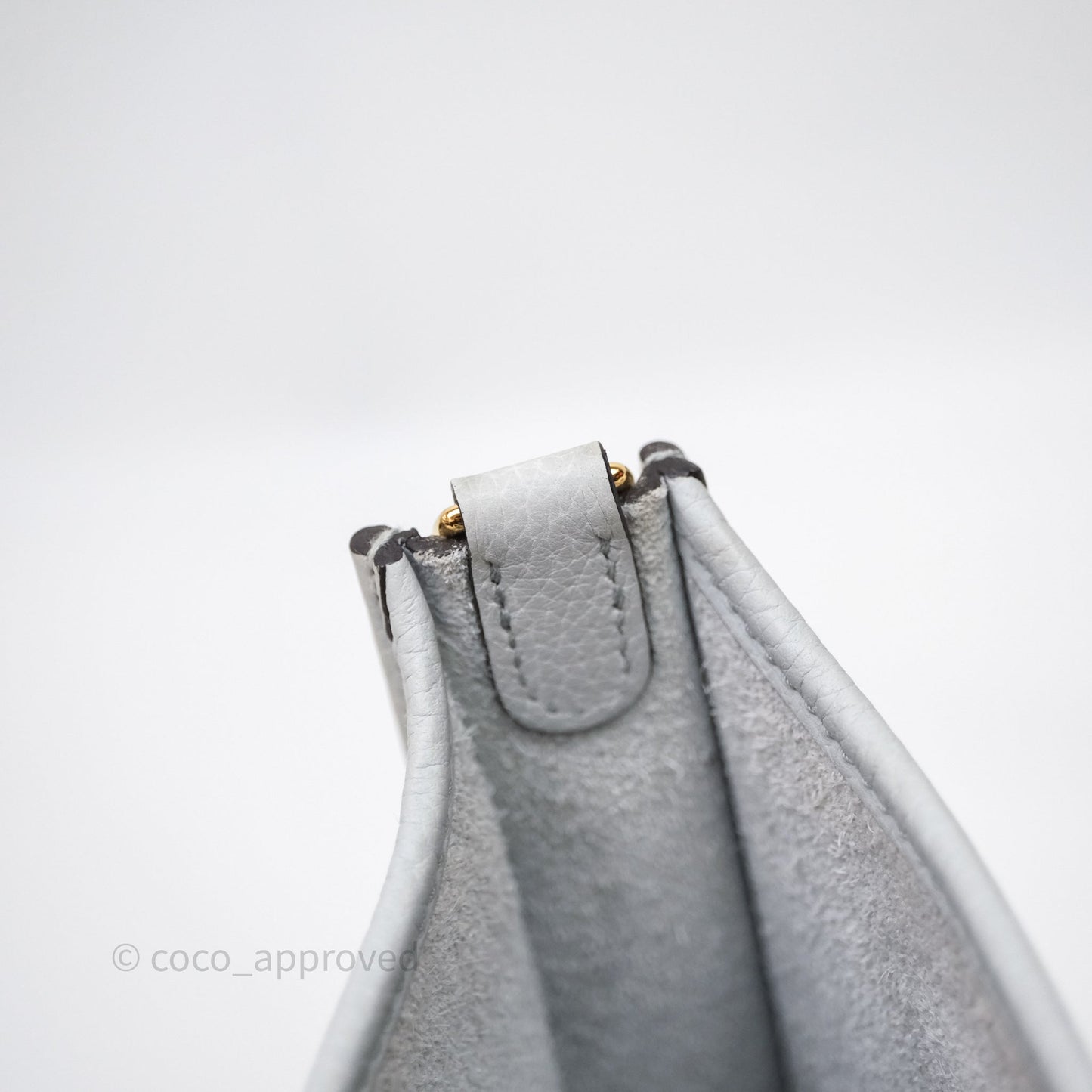 Hermès Mini Evelyne 16  Bleu Pale 08 Clemence Gold Hardware