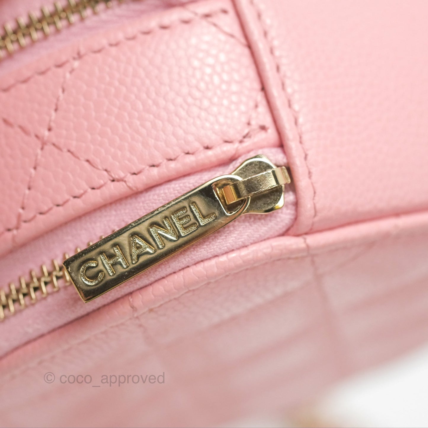 Chanel Mini Round Vanity Bag Handle With Care Pink Caviar 22C