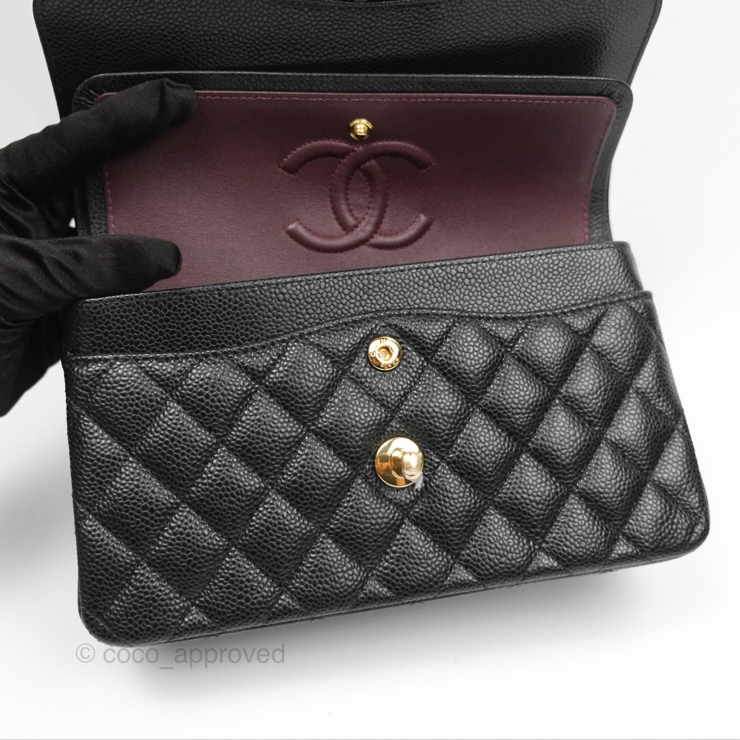 Chanel Small Classic Flap Quilted Black Caviar Gold Hardware