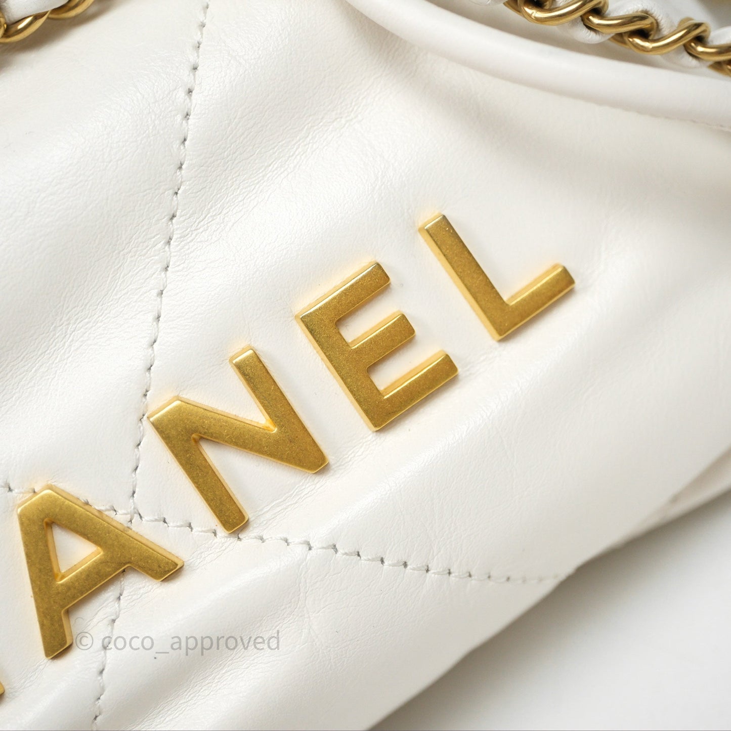 Chanel 22 Mini Bag White Shiny Crumpled Calfskin
