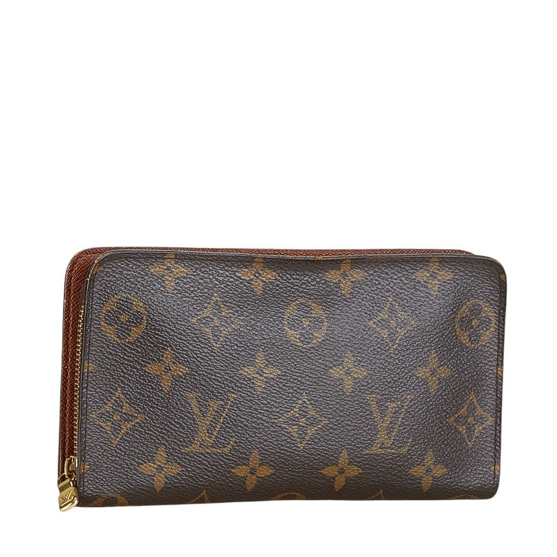 Louis Vuitton Monogram Zip Long Wallet M61727 Brown PVC Leather