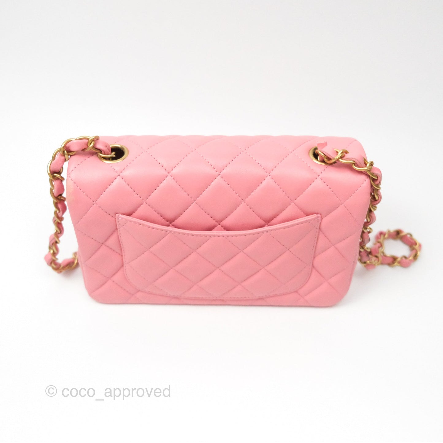 Chanel Quilted Mini Rectangular Pink Lambskin Gold Hardware