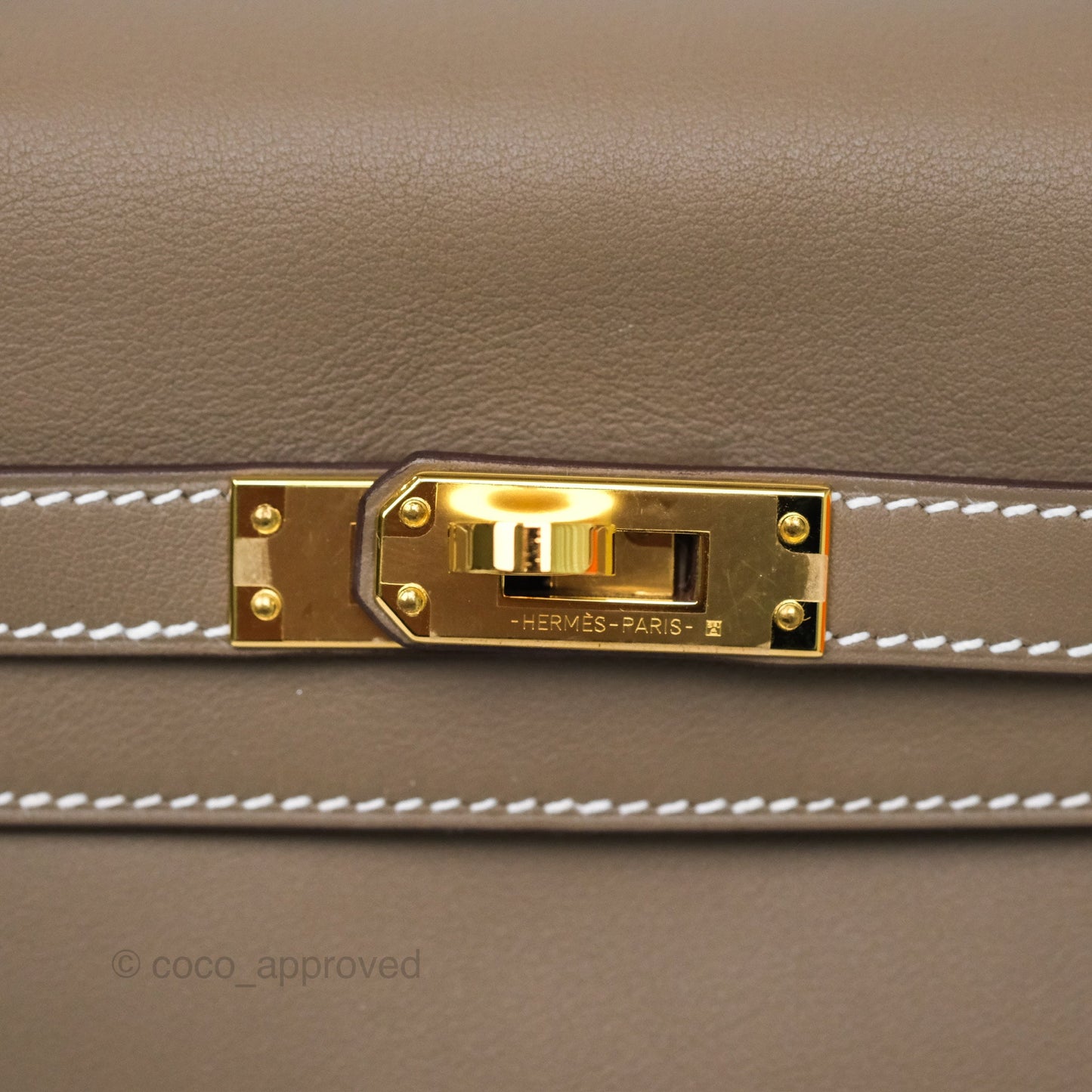 Hermès Retourne Kelly 25 Etoupe 18 Swift Gold Hardware