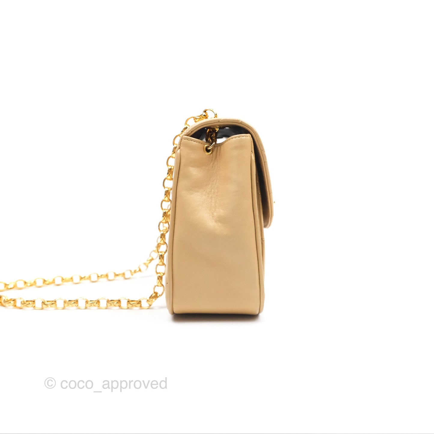 Chanel Vintage Flap Bag Beige Lambskin Gold Hardware