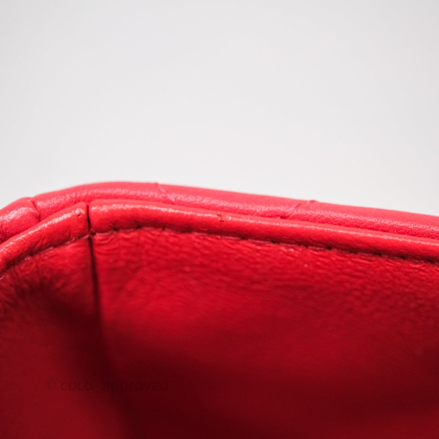 Chanel Mini Square Quilted Red Lambskin Aged Gold Hardware