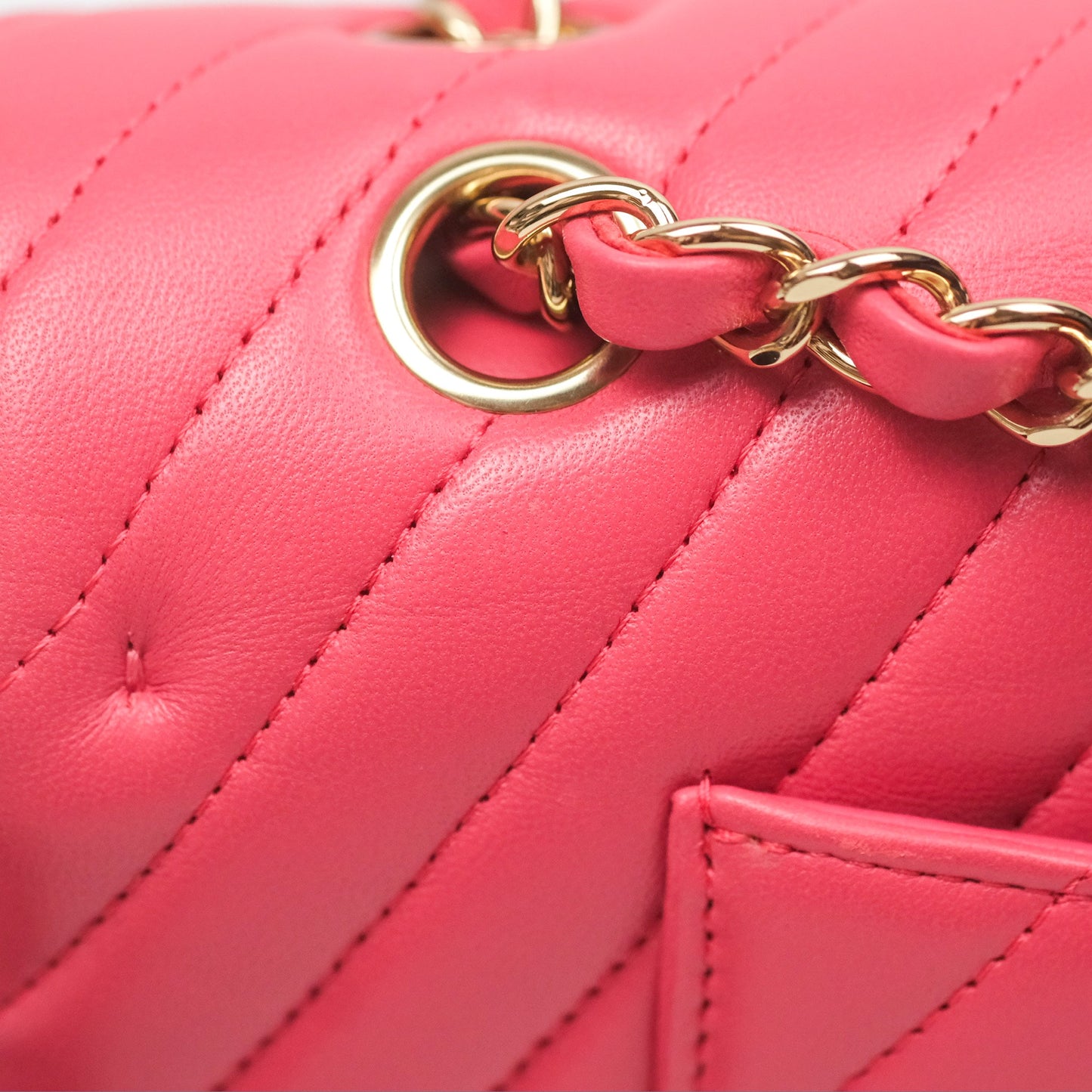 Chanel Medium Classic Flap Chevron Pink Lambskin Gold Hardware