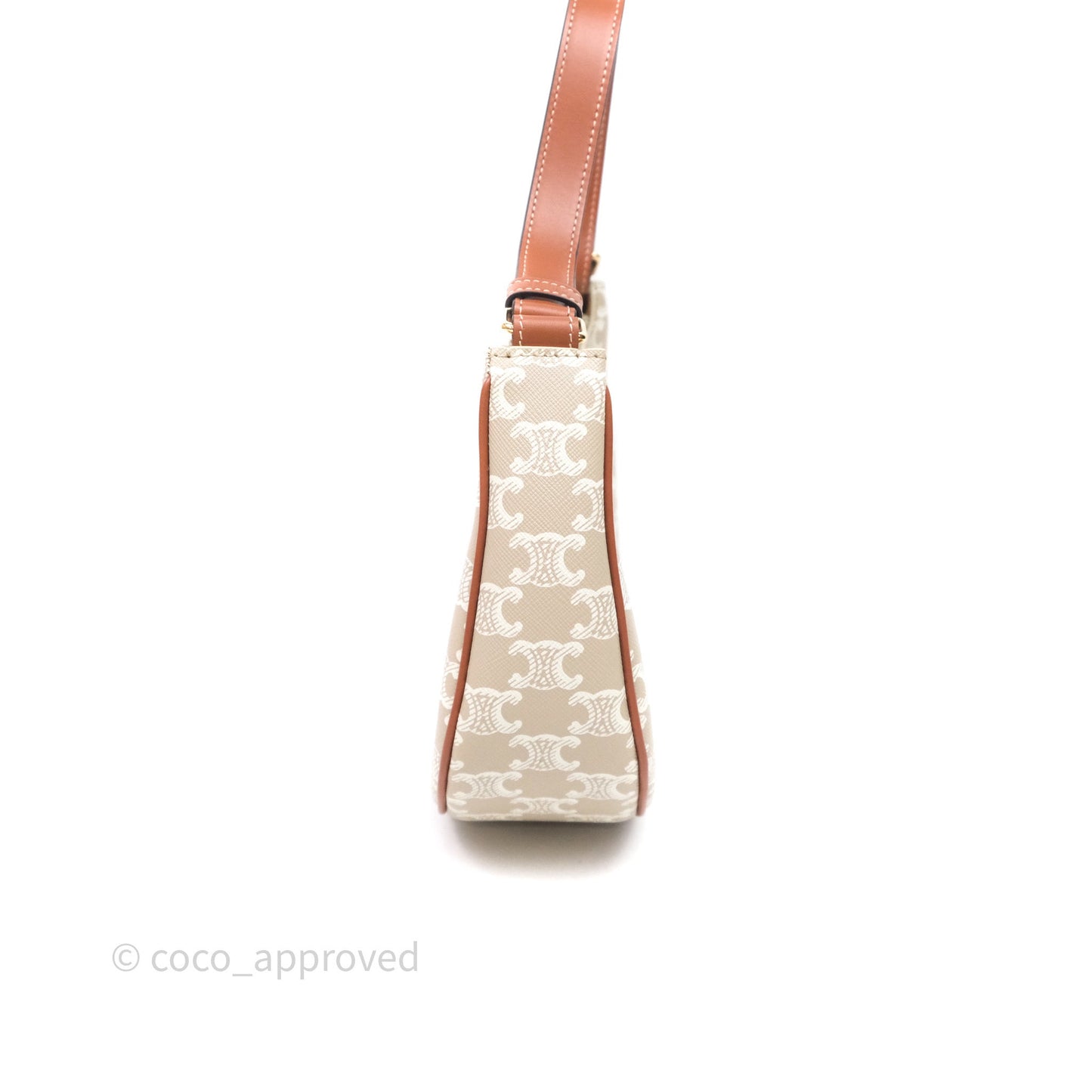Celine Ava Bag In Triomphe Canvas Calfskin Grege