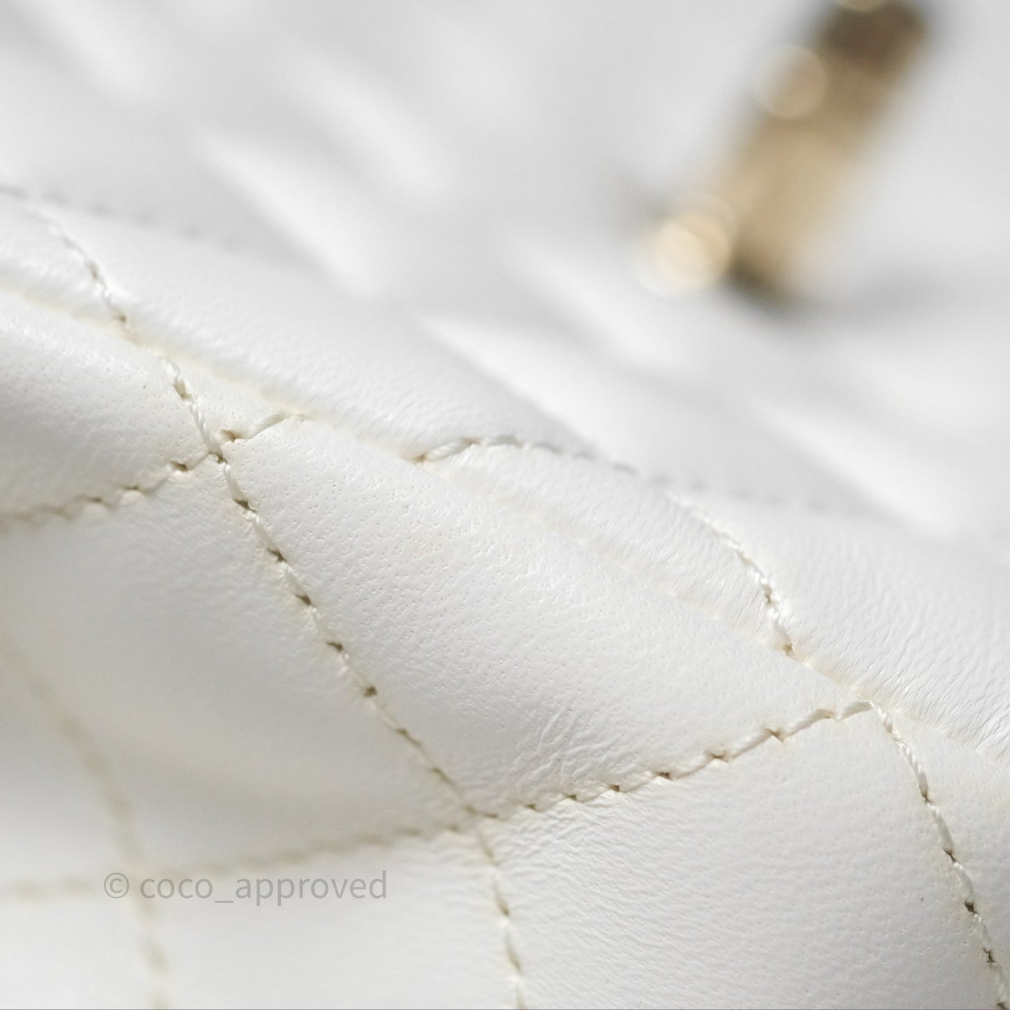 Chanel Crystals Top Handle Mini Rectangular Flap Bag White Lambskin Gold Hardware