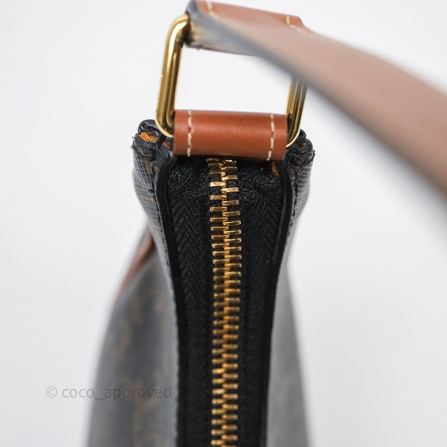 Celine Ava Bag In Triomphe Canvas Calfskin Tan