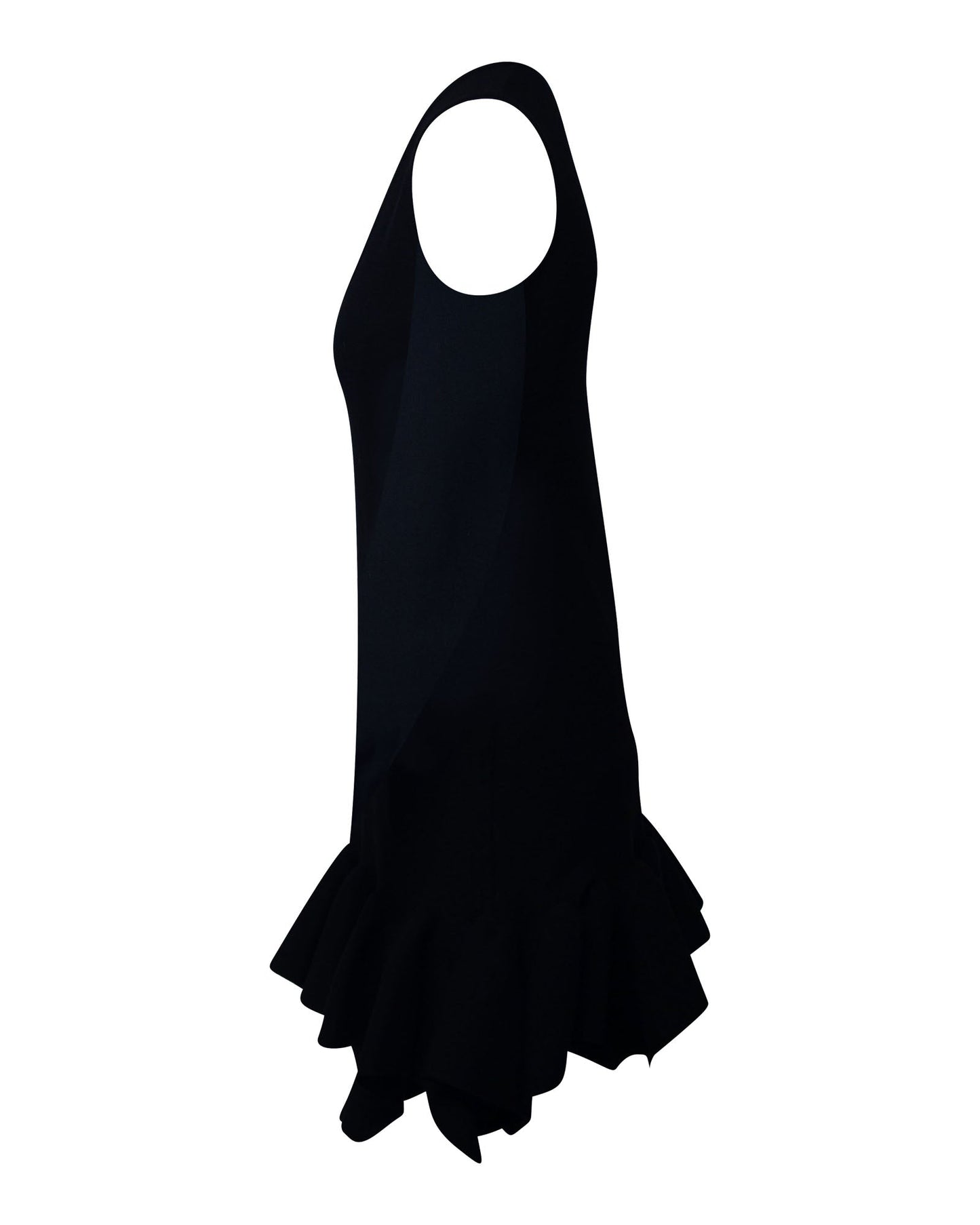 Luxury Bottega Veneta Fluted Dress in Black Wool