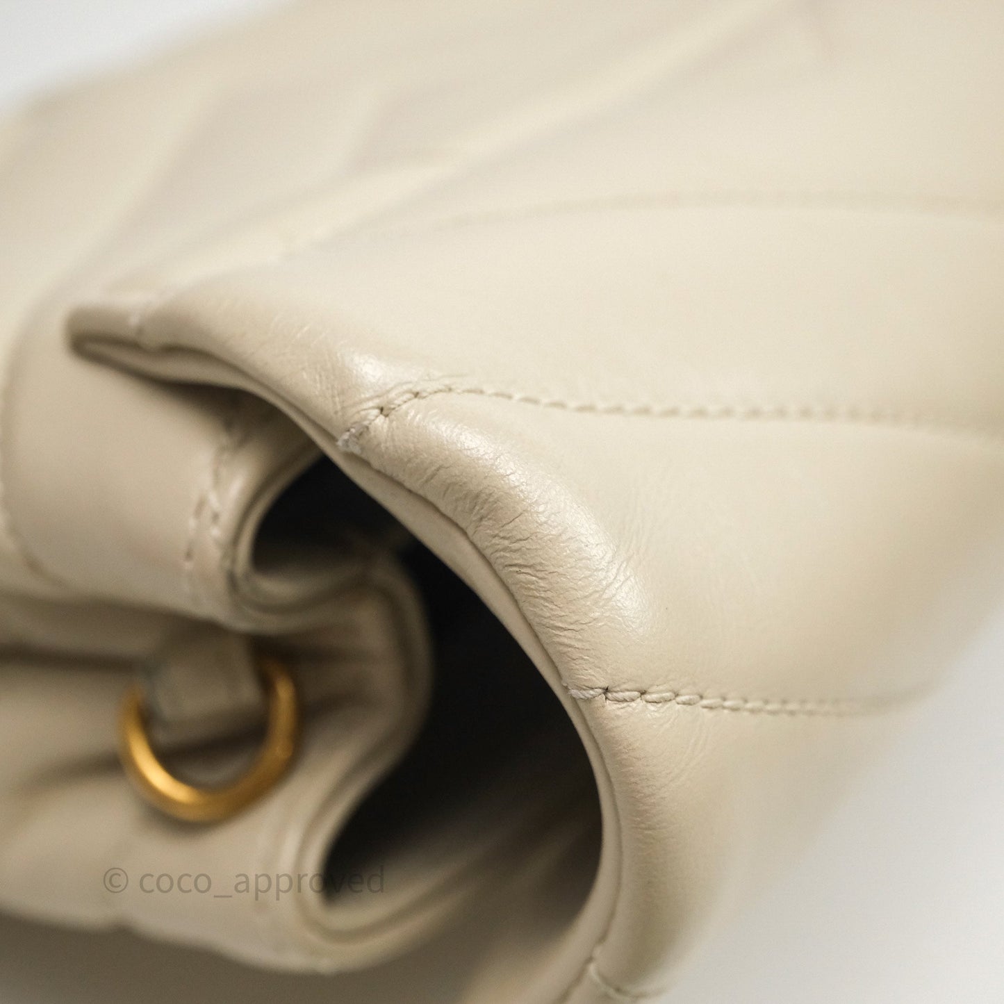 Saint Laurent Small Loulou Flap Bag Beige Calfskin Gold Hardware