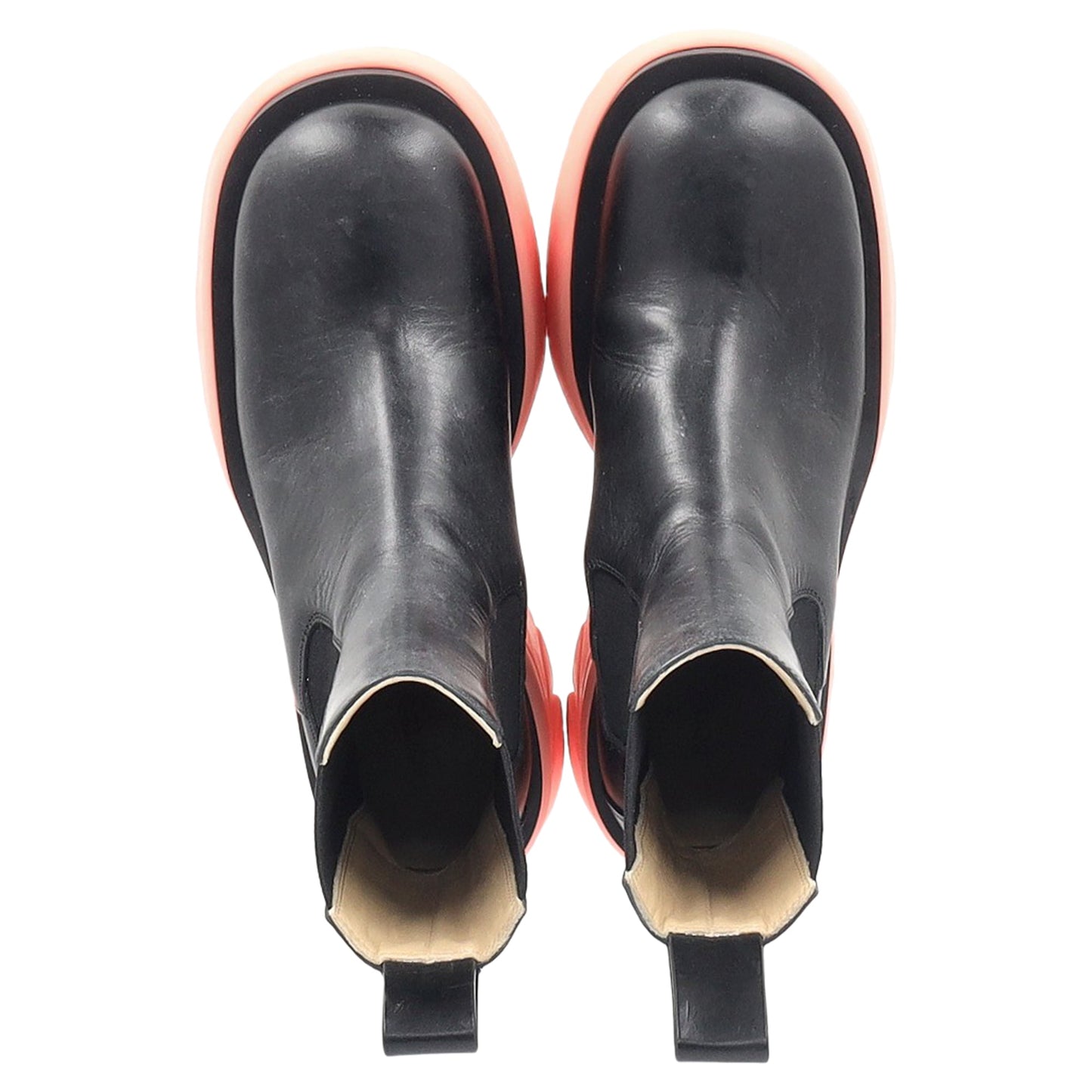 Luxury Bottega Veneta Flash Platform Ankle Boot in Black Leather and Pink Rubber Sole
