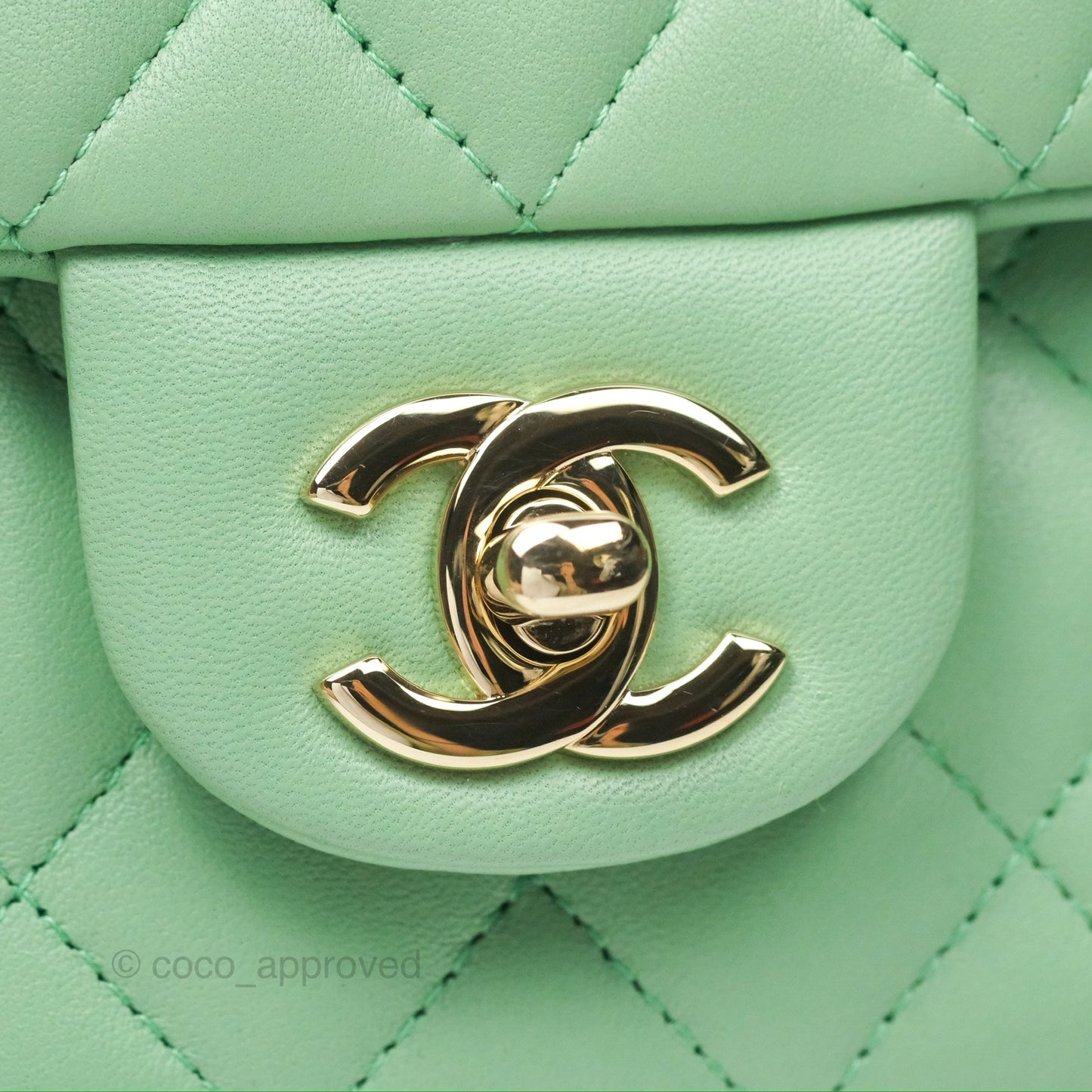 Chanel Top Handle Mini Rectangular Flap Bag Avocado Green Lambskin Gold Hardware