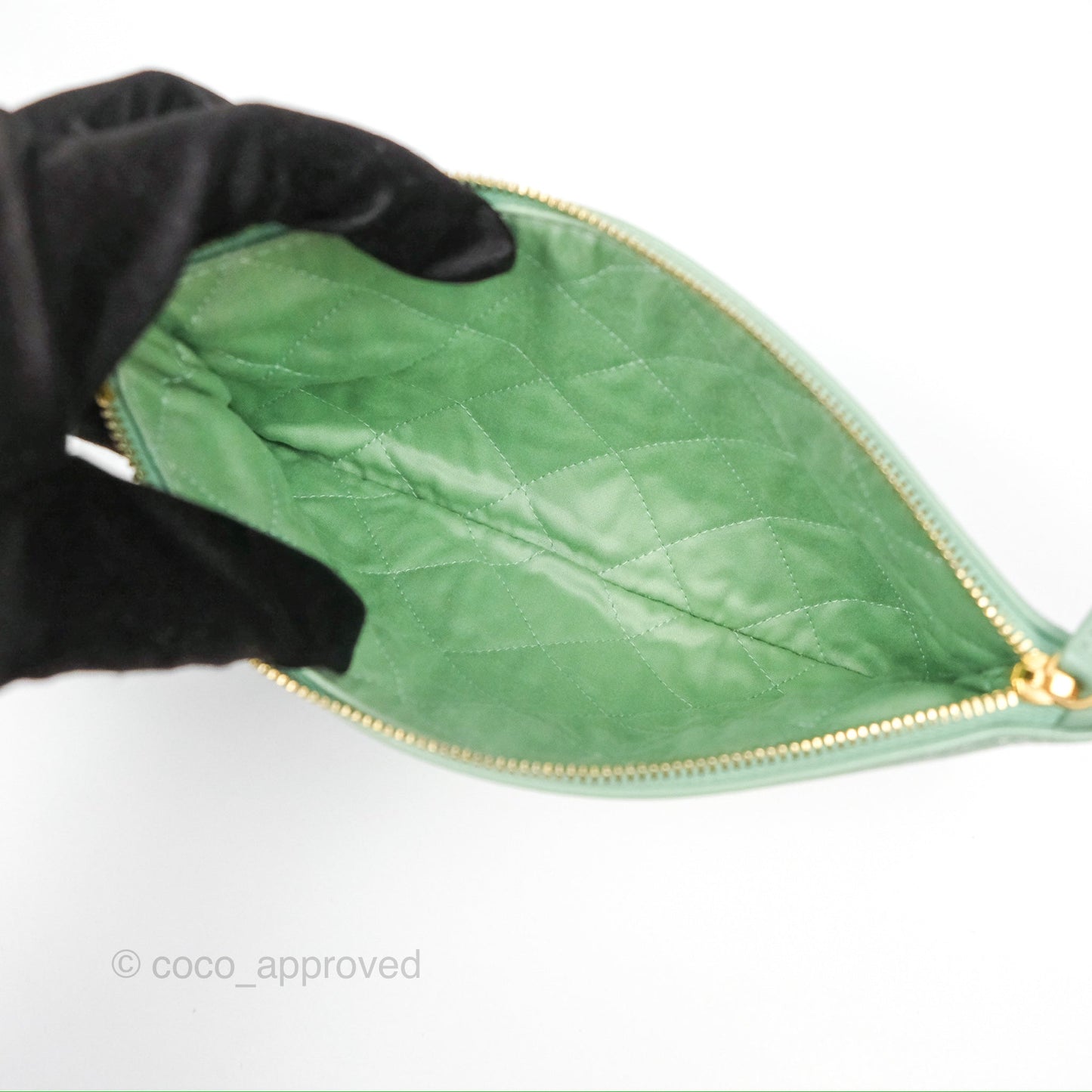 Chanel 22 Small Mint Green Shiny Aged Calfskin Aged Gold Hardware