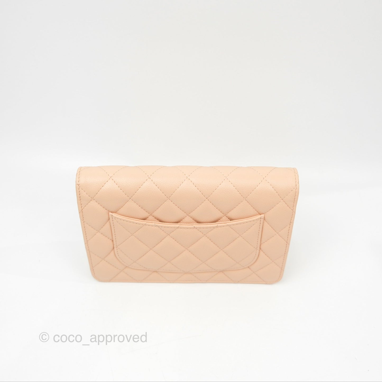 Chanel Quilted Bow Wallet On Chain WOC Light Beige Caviar Gold Hardware