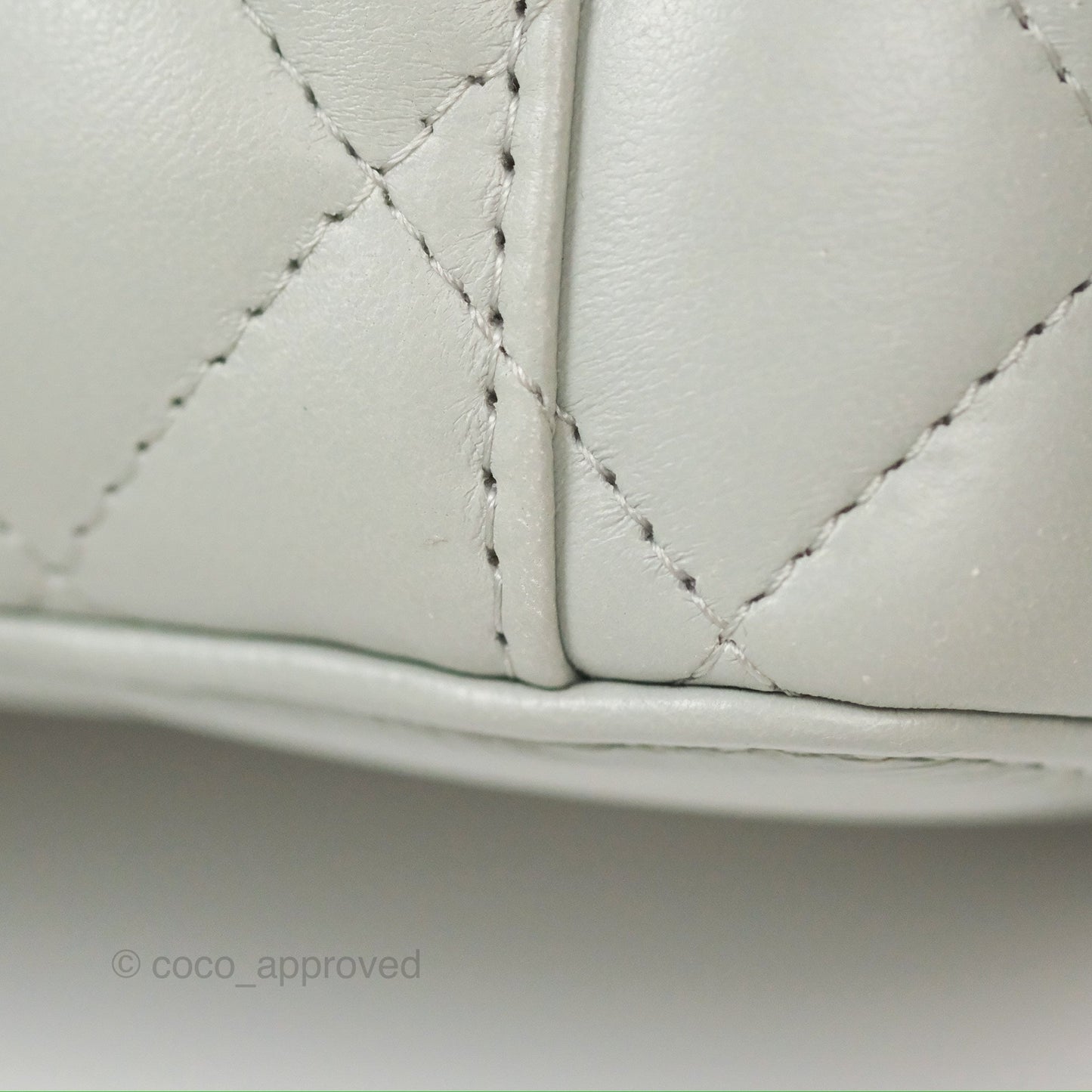 Chanel Quilted Vanity Rectangular with Chain Grey Blue Lambskin Gold Hardware