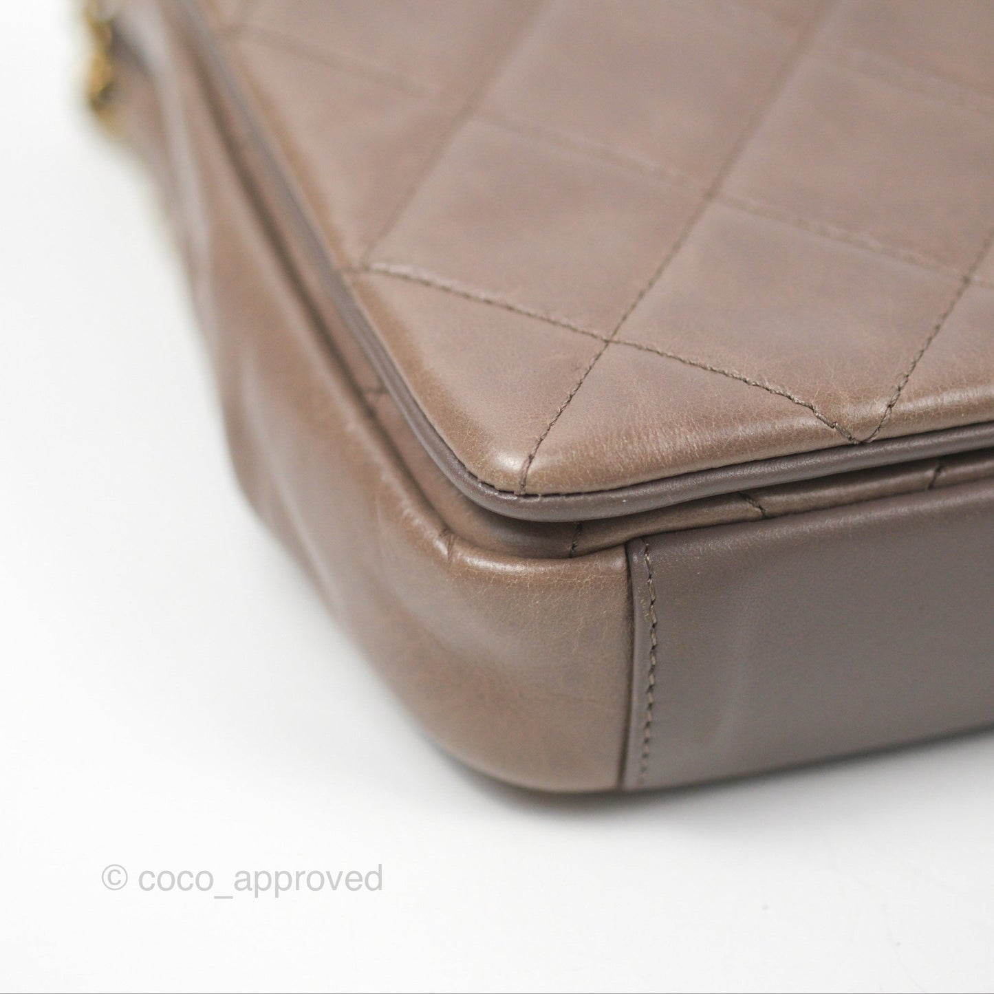 Chanel Gold Bar Single Flap Dark Grey Glazed Calfskin Gold Hardware