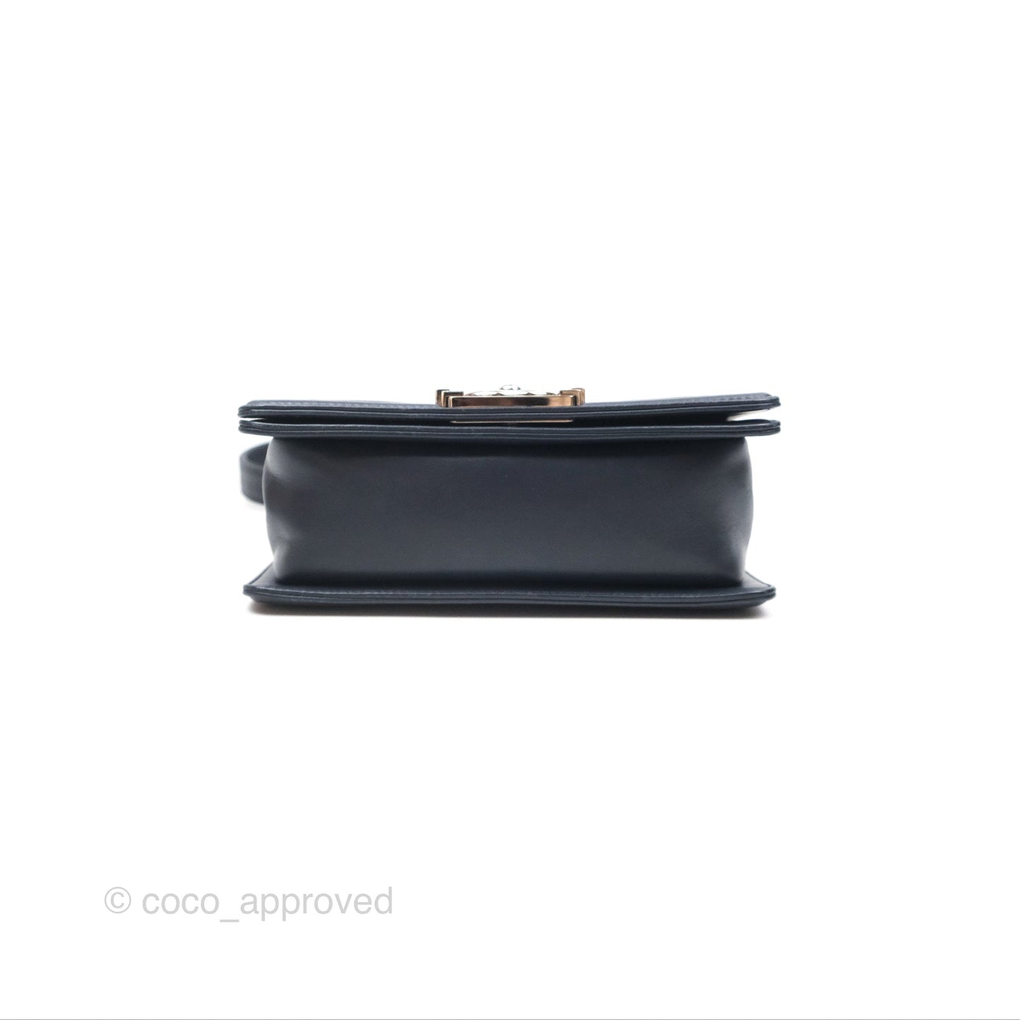 Chanel Small Chevron Boy Navy Calfskin Silver Hardware