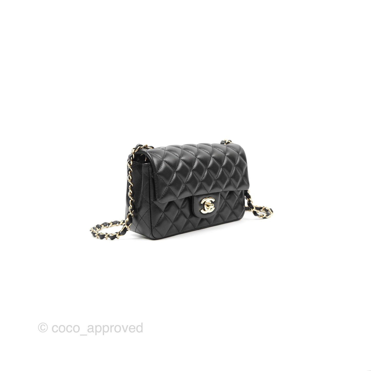 Chanel Quilted Mini Rectangular Black Lambskin Gold Hardware