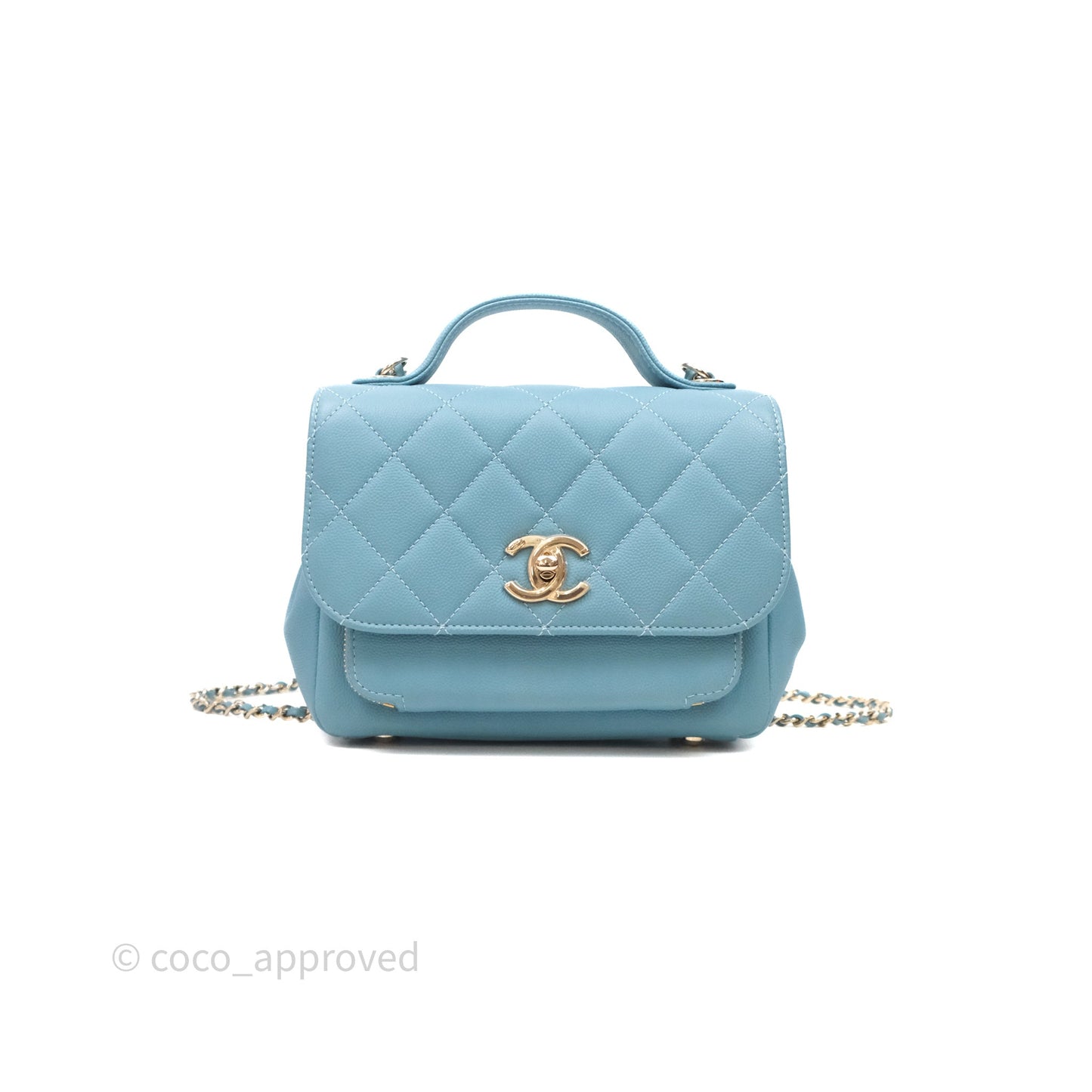 Chanel Small Quilted Business Affinity Flap Caviar Blue Gold Hardware
