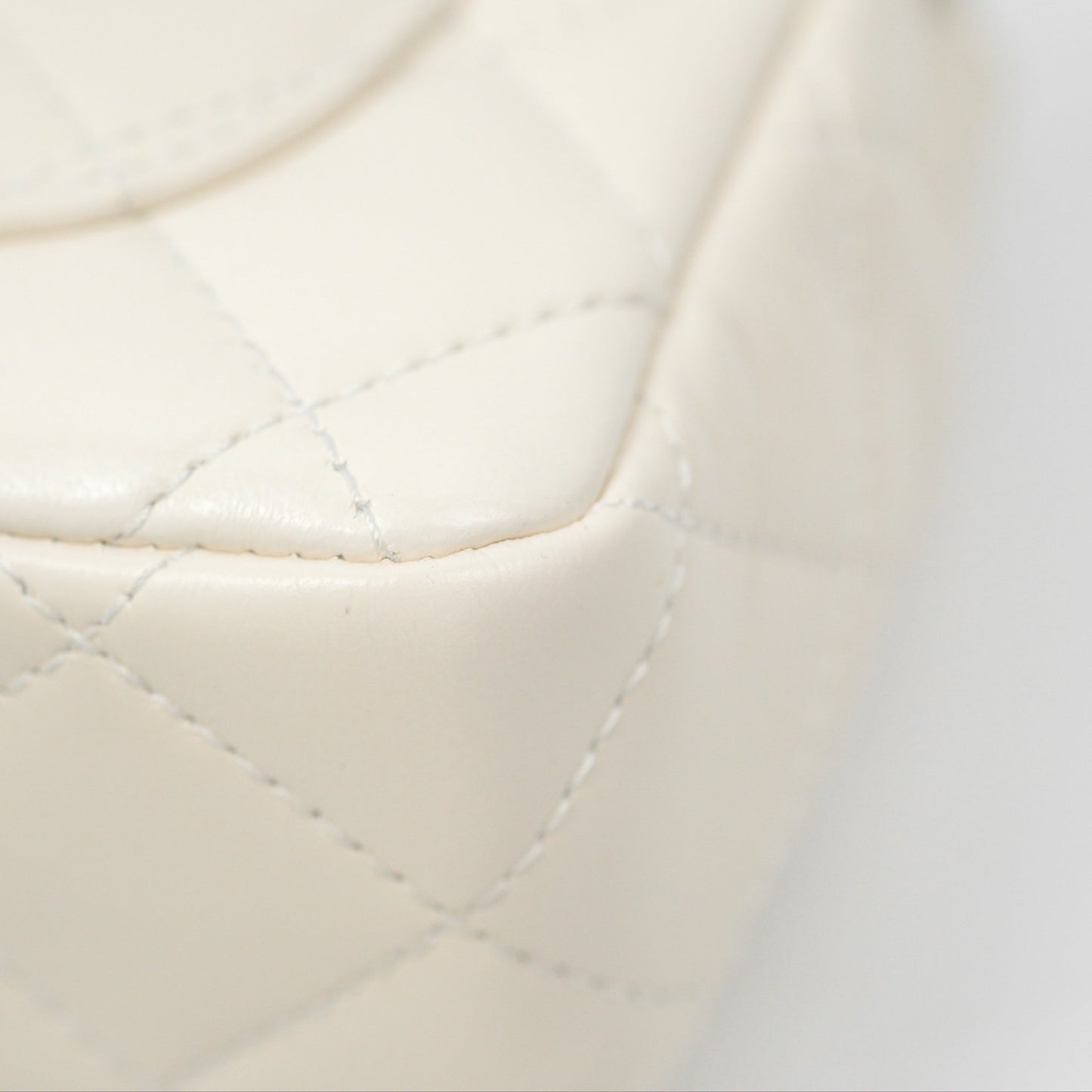 Chanel Top Handle White Lambskin Gold Hardware
