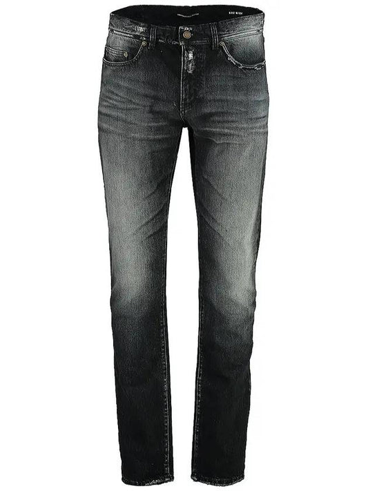 Luxury Saint Laurent Men's Washed Slim Jeans Black