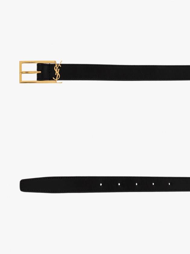 Luxury Saint Laurent Logo Leather Belt Black