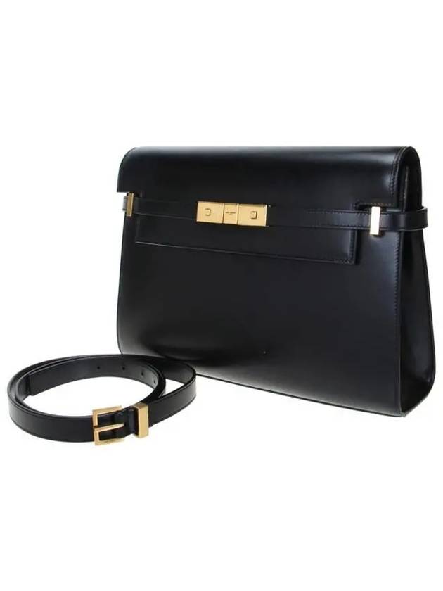 Luxury Saint Laurent Manhattan Leather Shoulder Bag Black