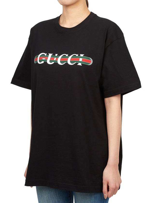 Luxury Gucci Trending 2025 Web Print Cotton Short Sleeve T-Shirt Black