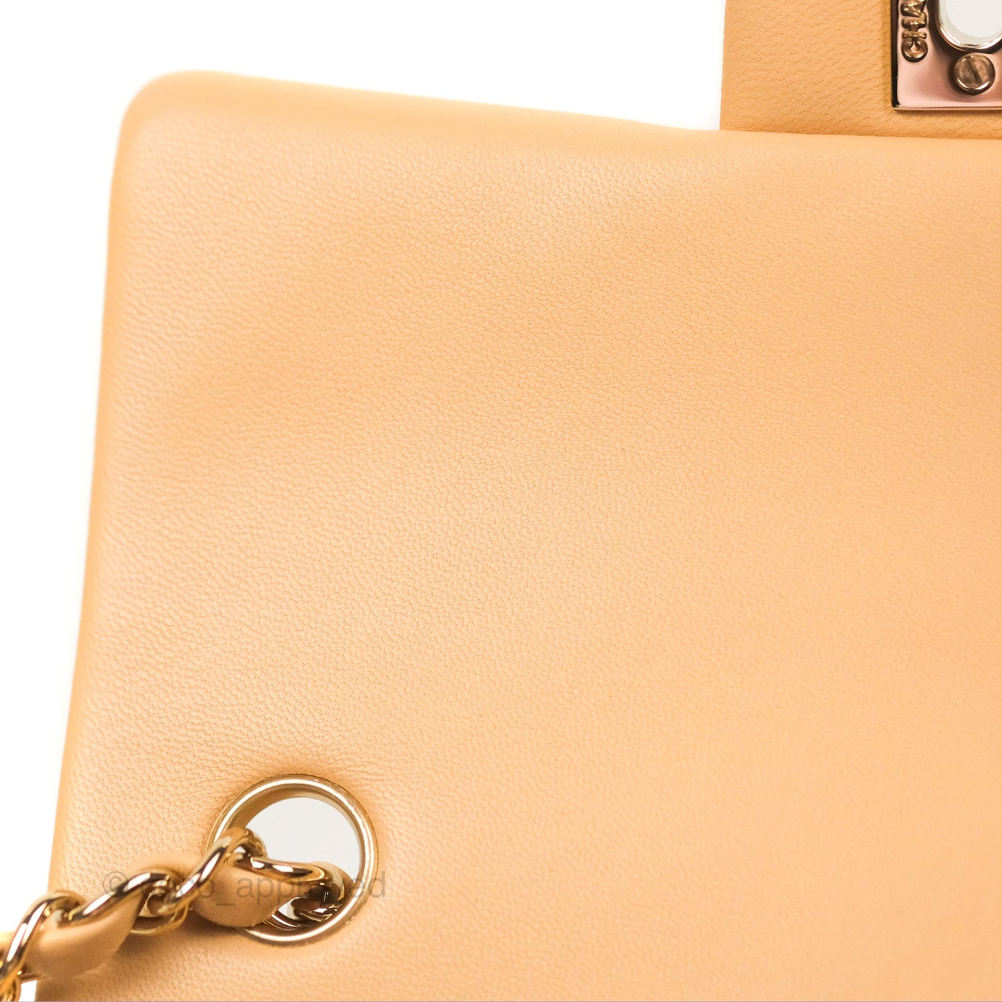 Chanel Quilted Mini Rectangular Flap Beige Lambskin Gold Hardware