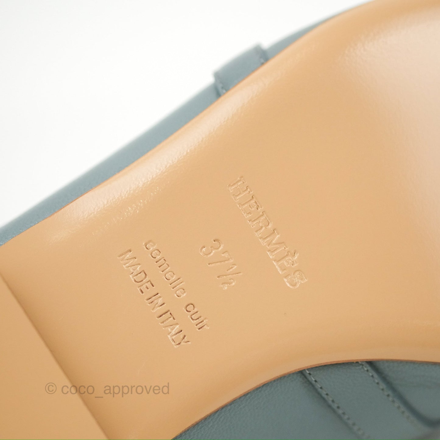 Hermès Oz Mules Bleu Pinede Calfskin Gold Hardware Size 37.5