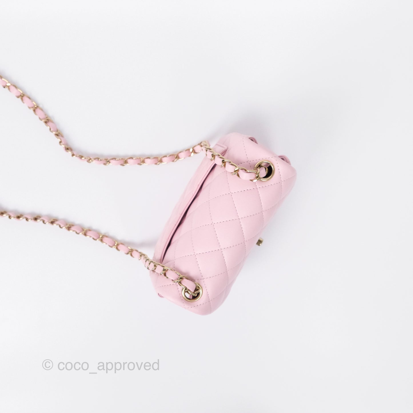 Chanel Mini Square Flap Quilted Pink Lambskin Gold Hardware