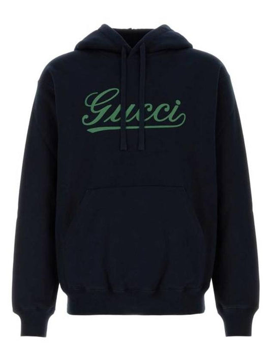 Luxury Gucci Trending 2025 Embroidered Cotton Hoodie Navy