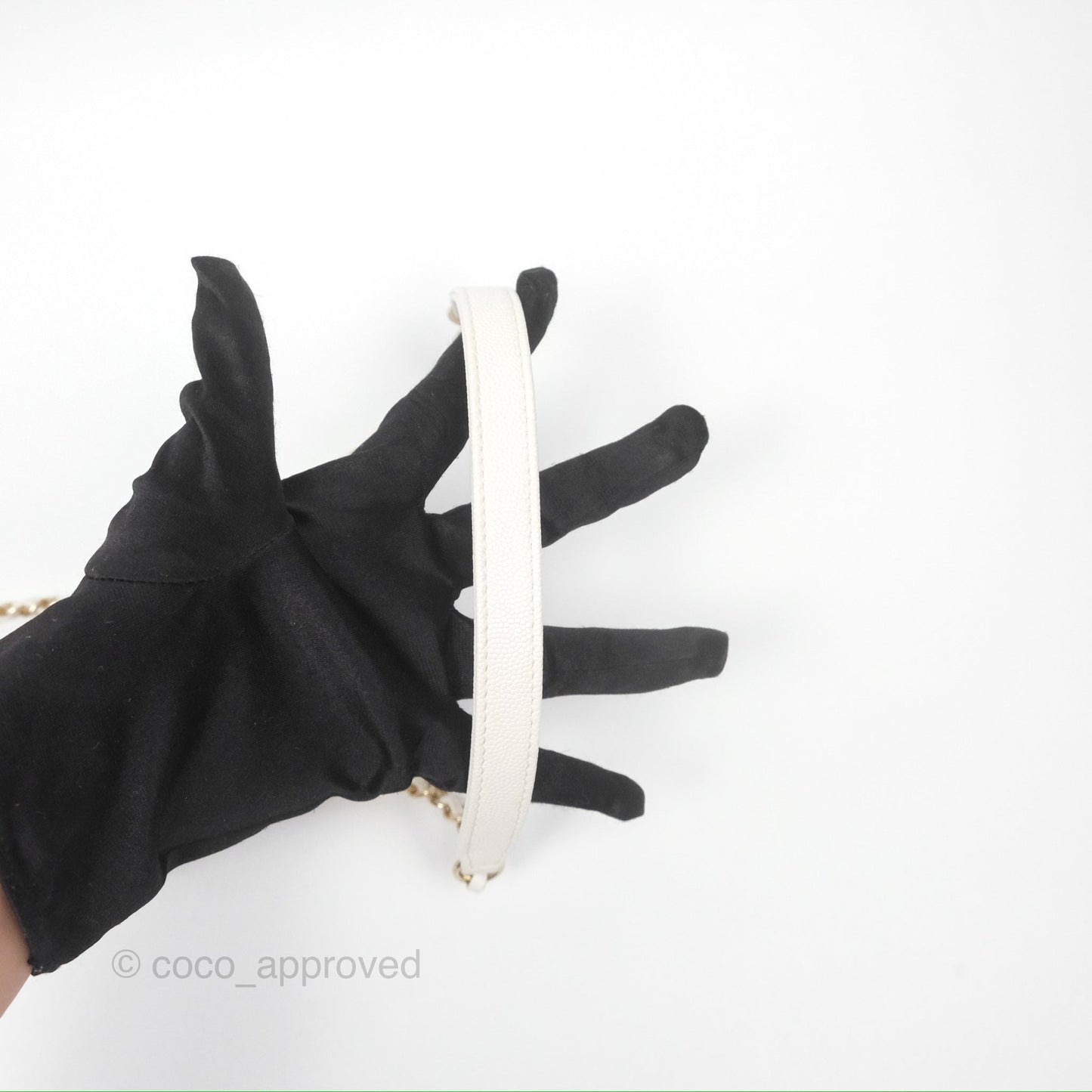 Chanel Extra Mini Quilted Coco Handle White Caviar Gold Hardware