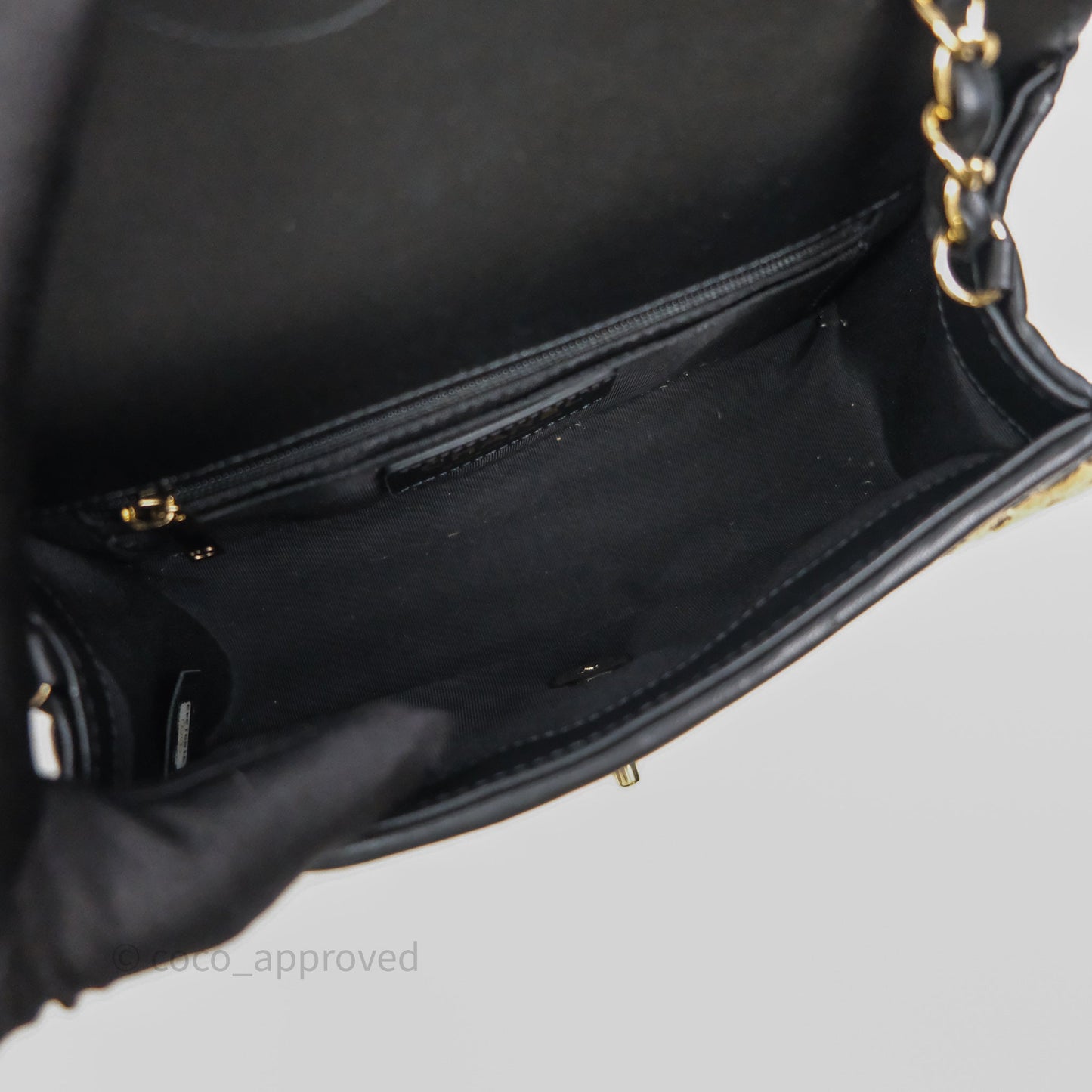 Chanel Quilted Mini Rectangular Flap Raffia Jute Thread Black & Beige Gold Hardware